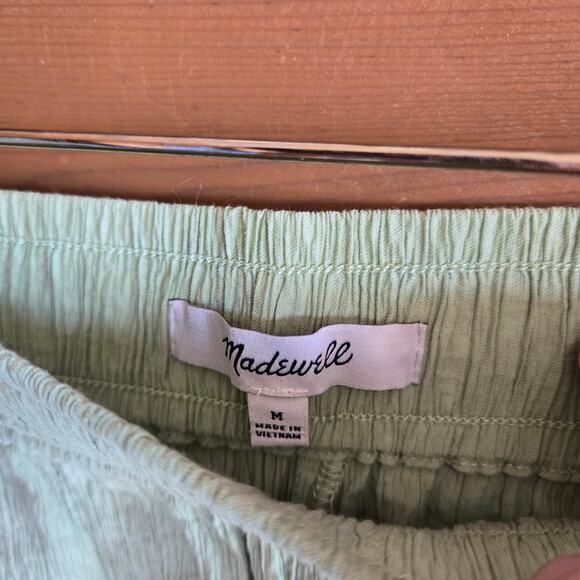 Madewell Crinkled Crepe Straight Leg Crop Pant Seedling Green Medium Pull On - Picture 4 of 6